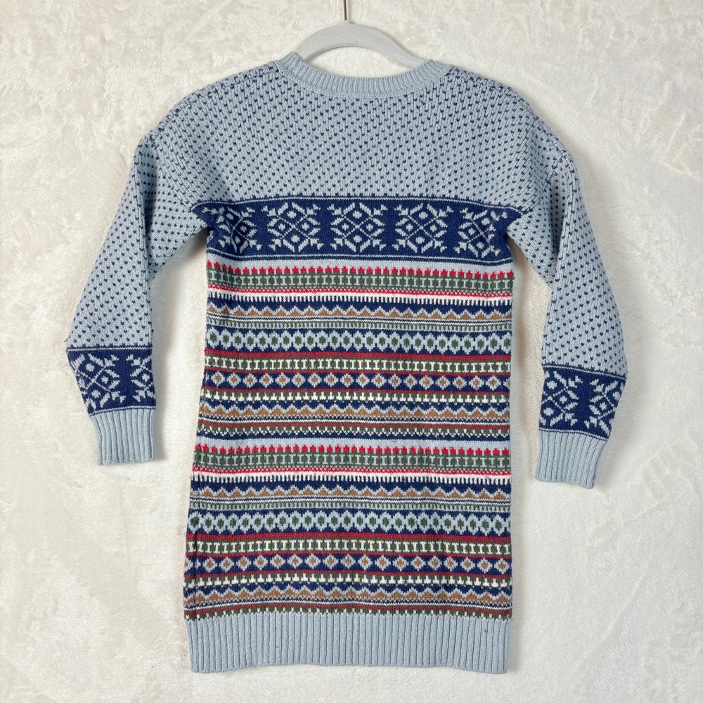 Hanna Andersson Sweater Dress Kids 120 Blue Excellent‎ Fair Isle Nordic Knit - Picture 8 of 10